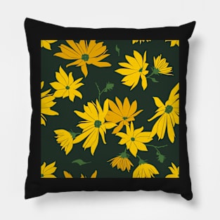 Jerusalem artichoke flowers on green Pillow