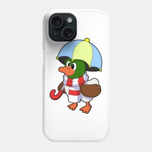 Duck at Raining with Umbrella Phone Case