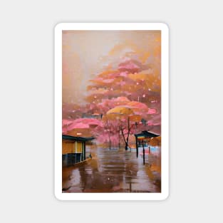 Rain In Japan Rose Gold Artwork Style Magnet