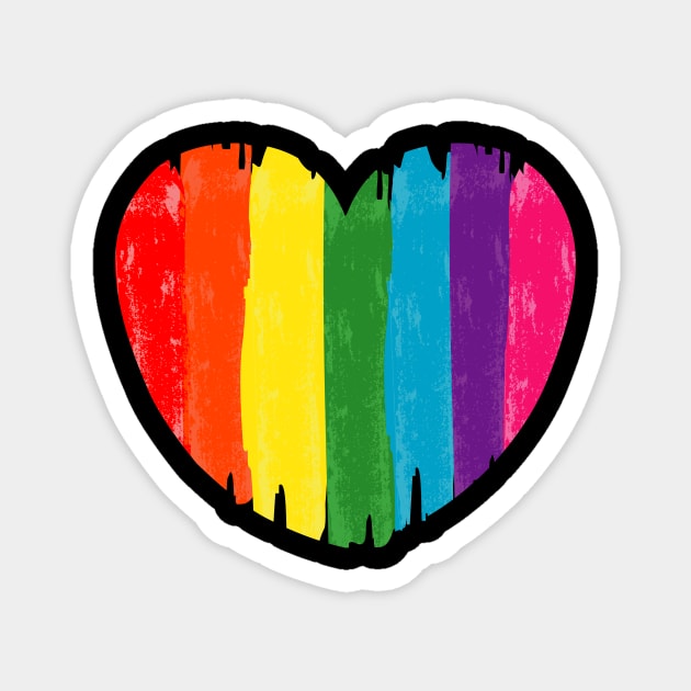 Rainbow Heart Lgbt Button Badge Magnet by QQdesigns