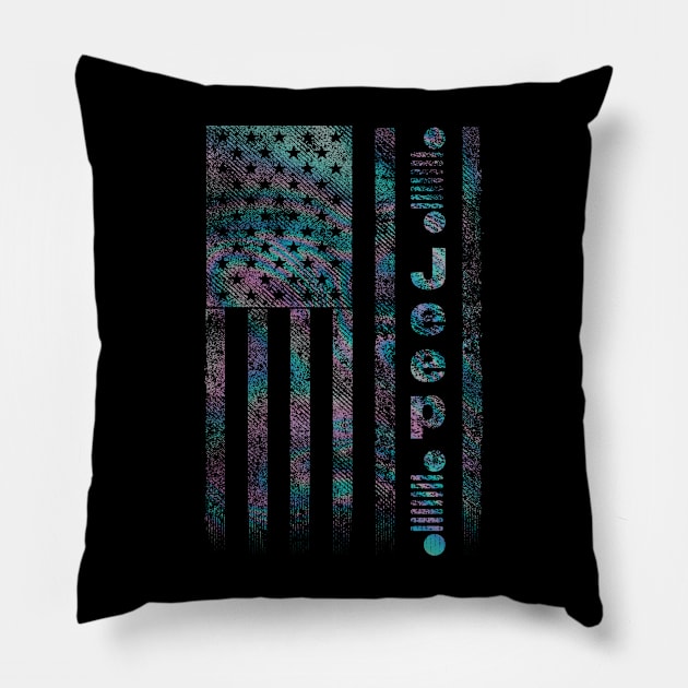 American Jeep Glitch Pillow by Geraldines