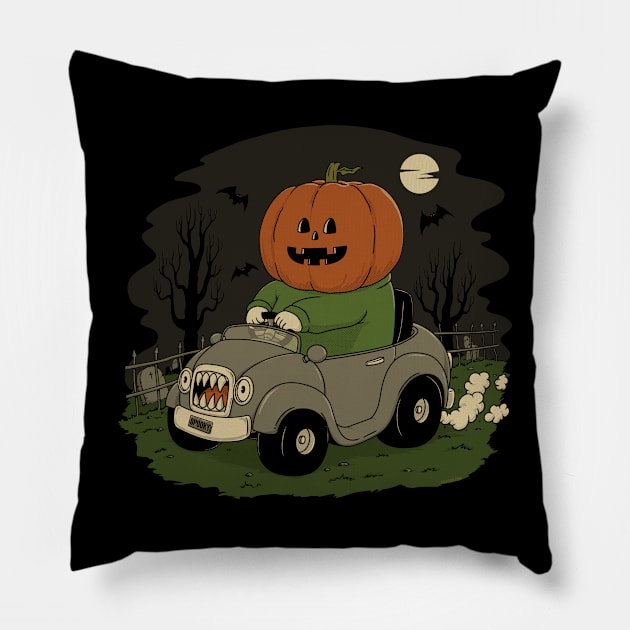 Spooky Night Ride Pillow by pigboom