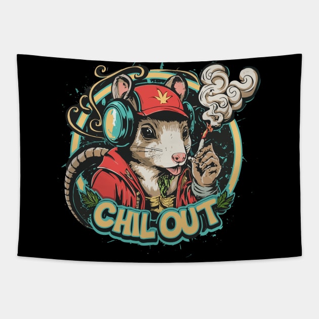 Chill Out: Hip Hop Rat Art Piece Tapestry by diegotorres