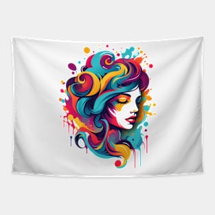 COLORFUL CANVAS OF A WOMAN, LEONA Tapestry