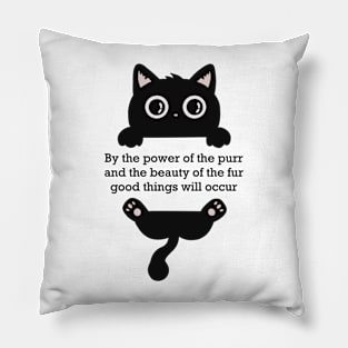 Cute black cat - the power of the purr Pillow