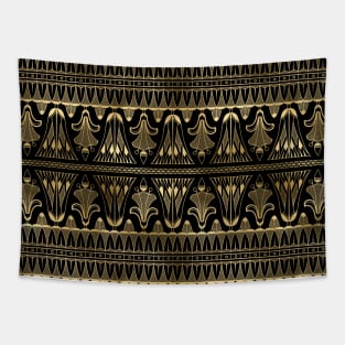 Egg and Dart Frieze in Black and Gold Vintage Faux Foil Art Deco Vintage Foil Pattern Tapestry