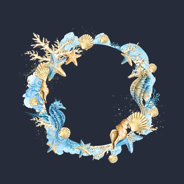 Image: Watercolor, Ocean wreath by itemful