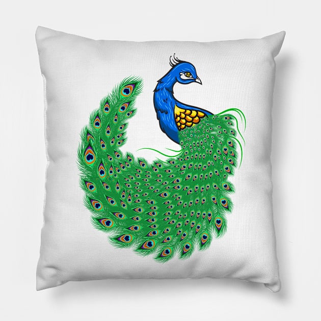 Peacock Pillow by Sticker Steve