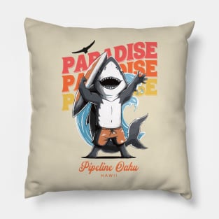 Pipeline Hawaii shark surf 8207 Pillow