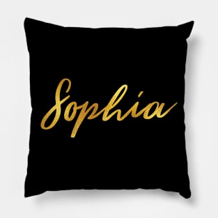 Sophia Name Hand Lettering in Faux Gold Letters Pillow