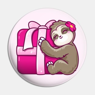 Sloth gift pink present Pin