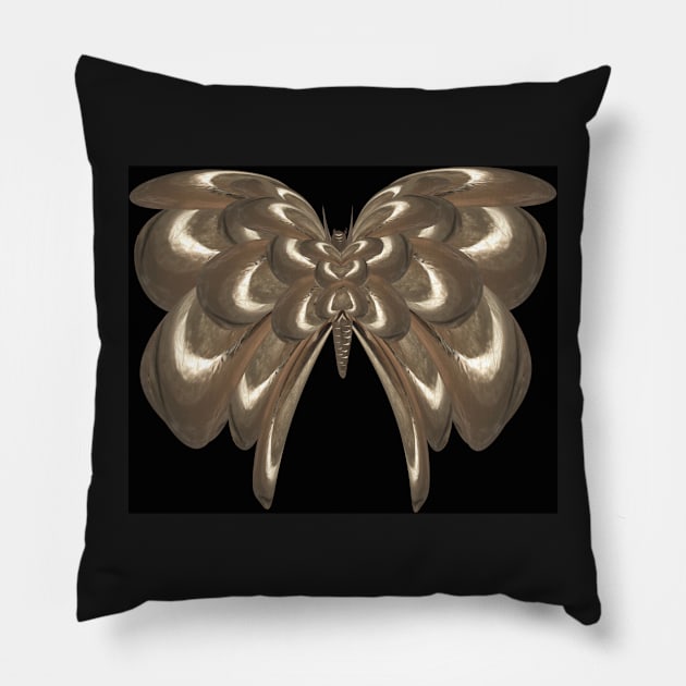 Golden batterfly Pillow by Almanzart