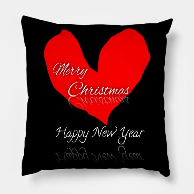 merry christmas happy new year Pillow by Ghani Store