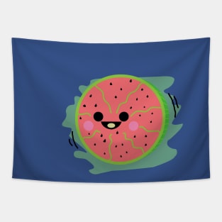 Happy Watermelon Face Tapestry