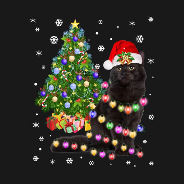 Black Cat christmas light tshirt funny cat lover christmas by MarrinerAlex