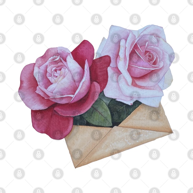 Pink rose with love letter by K-pop design shop