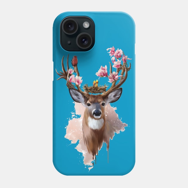 Deer with bird and flowers Phone Case by stark.shop