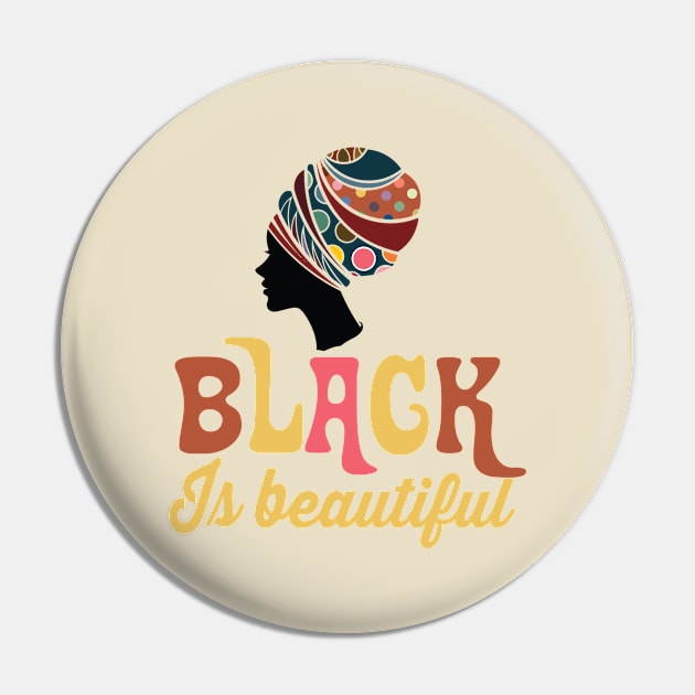 Black is Beautiful, Afro African Woman Pin by retroparks