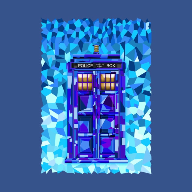 British Blue phone box cubic art by Dezigner007