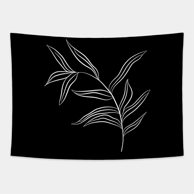 Palm Leaf Line Drawing - Leaves in the Wind 2 Tapestry by PeachOnAWindowsill