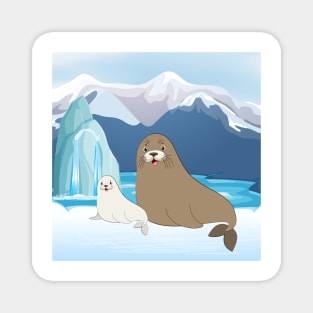 Landscape With Seal In Ice Magnet