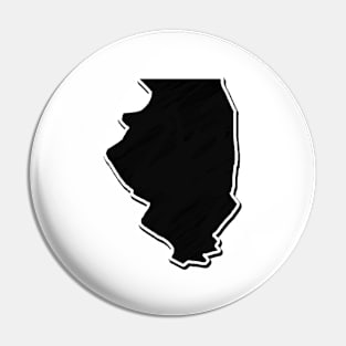 Black Illinois Outline Pin