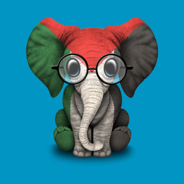 Baby Elephant with Glasses and Palestinian Flag by jeffbartels