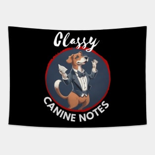 Stylish Bowtie Dog: "Classy Canine Notes" Tapestry