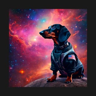 Dachshund Dog Astronaut In Space T-Shirt