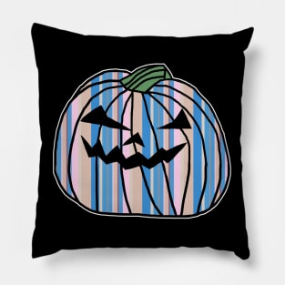 Light Blue Pink Stripes Halloween Horror Pumpkin Pillow