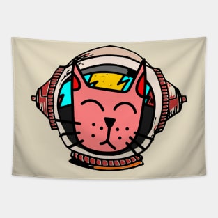 Astronaut cat doodle art illustration Tapestry