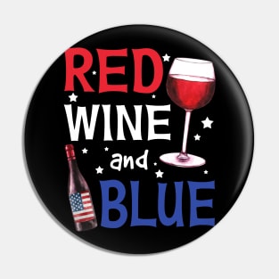 Red Wine And Blue Funny Drinking 4th Of July Pin