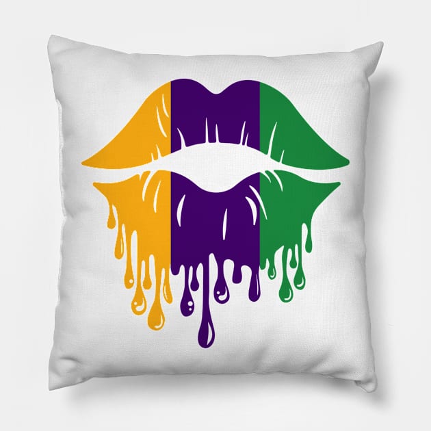 Funny Mardi Gras Dripping Lip New Orleans Party Costume Pillow by _So who go sayit_