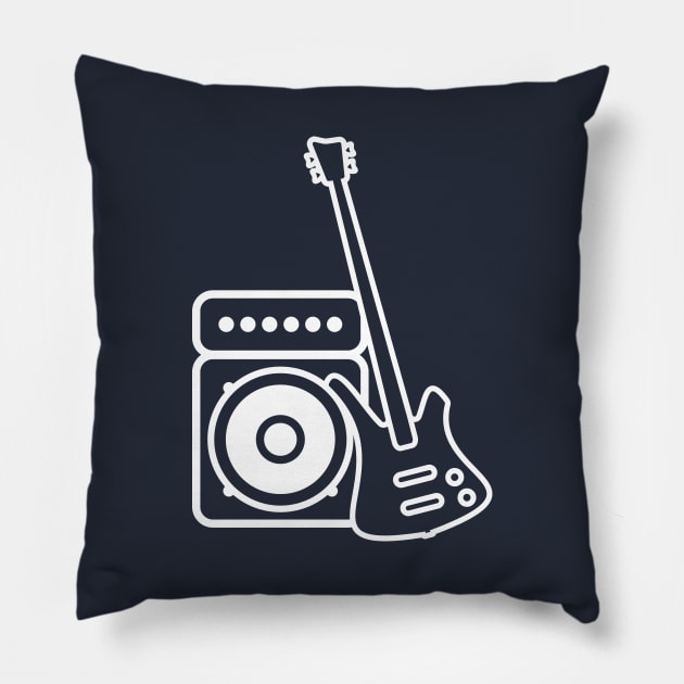 Bass Guitar (White) Pillow by schlag.art