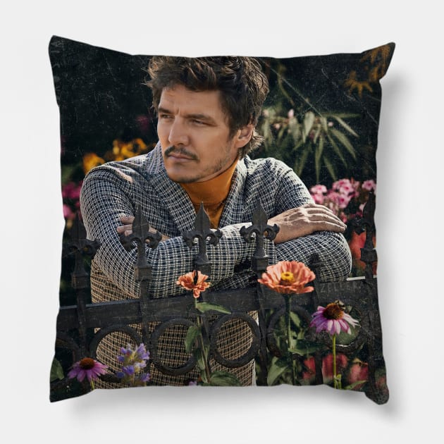 Pedro Pascal on The Fence Pillow by ZelleDa