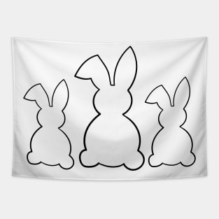 Three bunny silhouette in black Tapestry