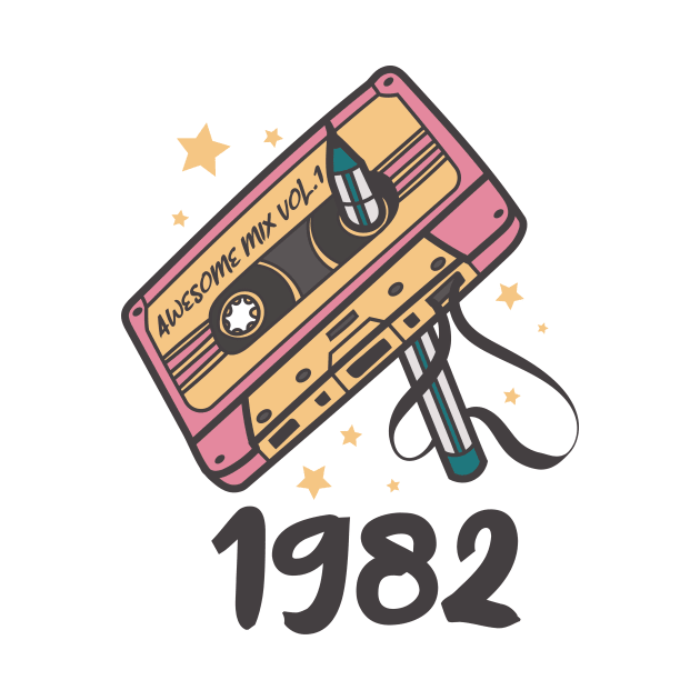 Awesome Mix Vol. 1 1982 Cassette Tape Vintage by Nessanya