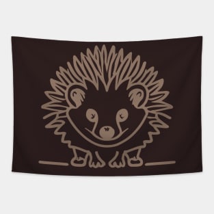 Cute hedgehog line art brown Tapestry