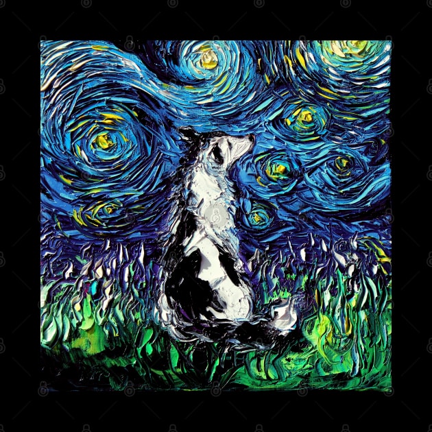 Border Collie Starry Night by sagittariusgallery