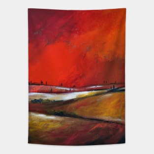 Hills under the fiery sky Tapestry