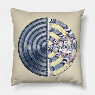 Record round in pale blue and yellow bubbles Pillow