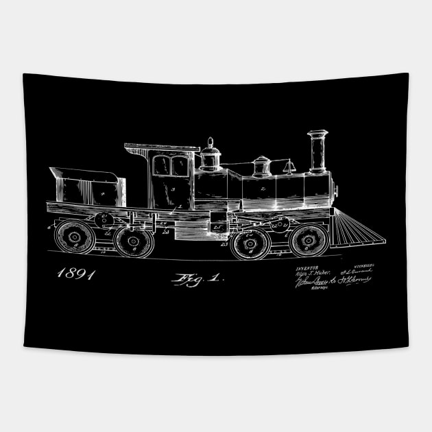 1891 Steam Train Patent Image Tapestry by MadebyDesign