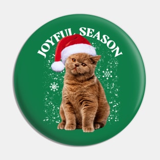 Joyful Christmas cat Pin