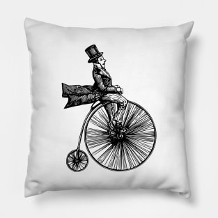 Vintage High Wheel Cyclist Pillow