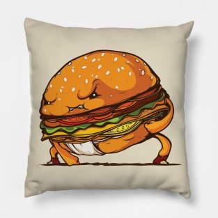 Sumo Burger Hamburger Food Fighter Pillow