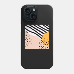 light pink & yellow abstract shapes and stripes design Phone Case