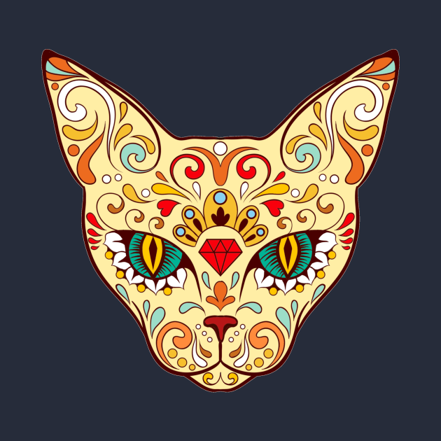 Sugar Skull Cat by pickledpossums