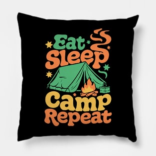 Eat Sleep Camp Repeat. Camping Pillow