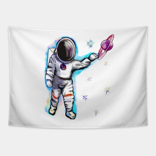 Astronaut in space reaching for the stars - cute Cavoodle, Cavapoo, Cavalier King Charles Spaniel Tapestry