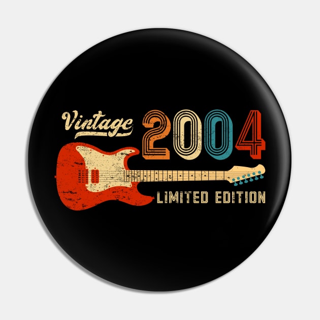 Vintage 2004 Birthday Retro Guitarist Guitar Lover Pin by Cuteness Klub